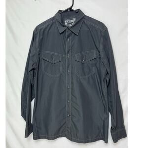 Kühl Men’s M Gray Black Mini Check Long Sleeve Button Front Casual Dress Shirt